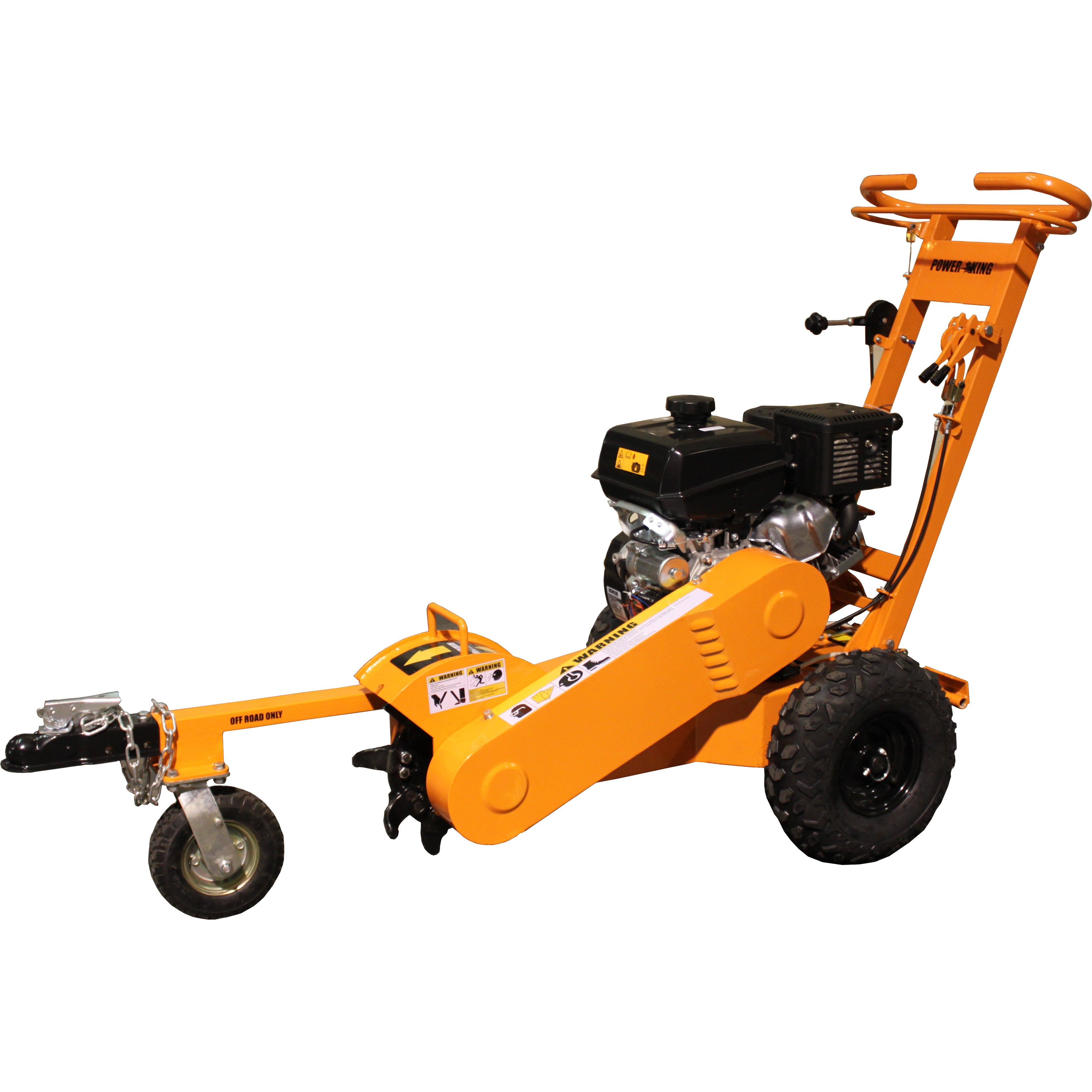 Power King Self Propelled 14HP Stump Grinder w/ Extra Teeth, Tow Bar, Electric Start, All Weather Cover, Hour Meter, and GreenTeeth 500 Series LoPro Compatible
