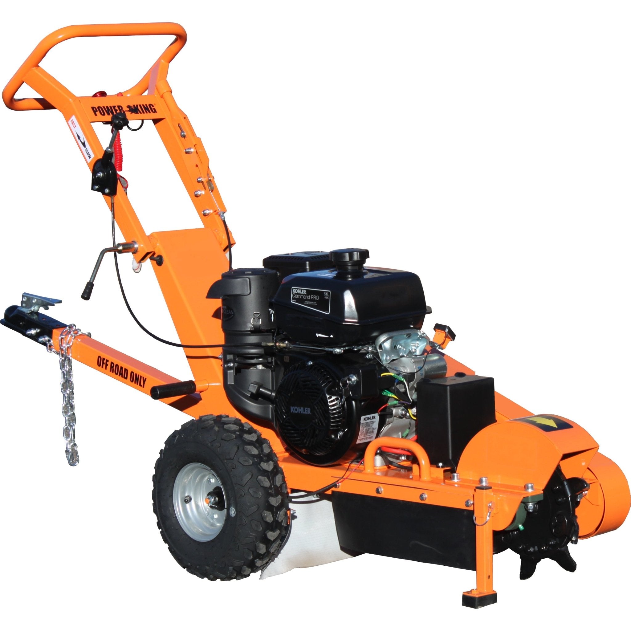 14HP Stump Grinder w/ Electric Start, Hour Meter, Green Teeth Compatible Wheel - QVTools - Power King
